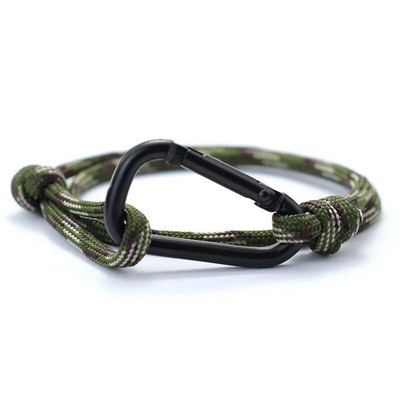 Āra piedzīvojumu alpīnisma rokassprādze vīriešiem roku darbs, regulējama Paracord rokassprādze, melna karabīne vīriešu panku rotaslietas Pulsera