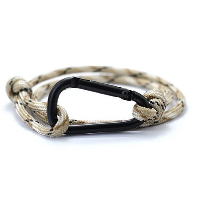 Āra piedzīvojumu alpīnisma rokassprādze vīriešiem roku darbs, regulējama Paracord rokassprādze, melna karabīne vīriešu panku rotaslietas Pulsera