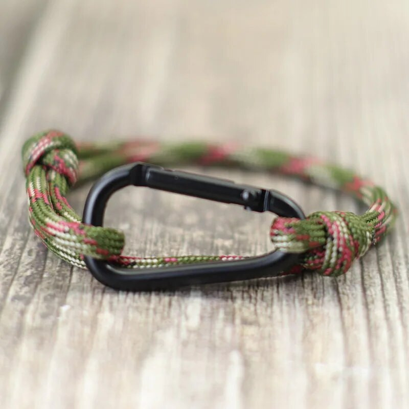 Āra piedzīvojumu alpīnisma rokassprādze vīriešiem roku darbs, regulējama Paracord rokassprādze, melna karabīne vīriešu panku rotaslietas Pulsera