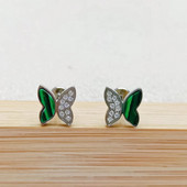 Cercei cu zirconiu verde G23 din titan Aretes, cercei tip fluture cartilaj pentru femei, piercing ureche, cataramă, bijuterii