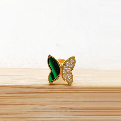 Cercei cu zirconiu verde G23 din titan Aretes, cercei tip fluture cartilaj pentru femei, piercing ureche, cataramă, bijuterii