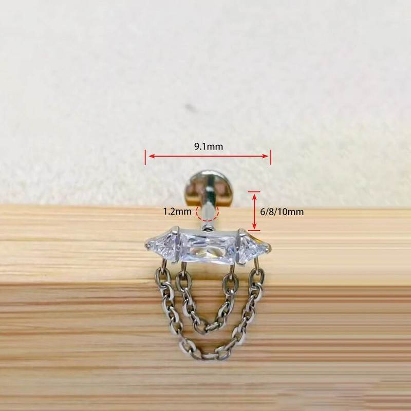 Cercei cu zirconiu verde G23 din titan Aretes, cercei tip fluture cartilaj pentru femei, piercing ureche, cataramă, bijuterii