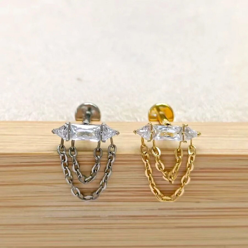 Cercei cu zirconiu verde G23 din titan Aretes, cercei tip fluture cartilaj pentru femei, piercing ureche, cataramă, bijuterii