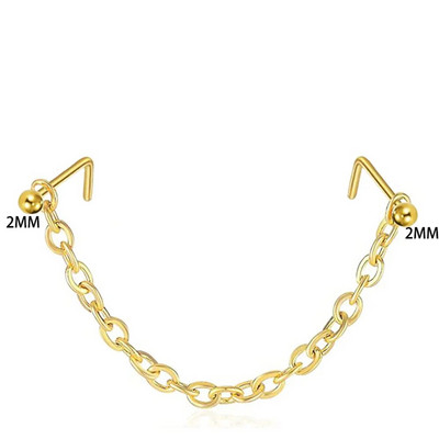 Dubultā cirkona deguna ķēde nāsis deguna pīrsings gredzens no nerūsējošā tērauda deguna tapu dekorēšana auskaru pīrsings Nariz Pircing starpsiena