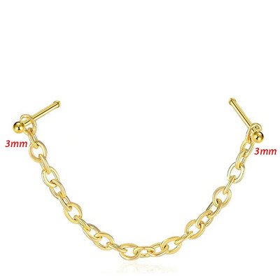 Dubultā cirkona deguna ķēde nāsis deguna pīrsings gredzens no nerūsējošā tērauda deguna tapu dekorēšana auskaru pīrsings Nariz Pircing starpsiena