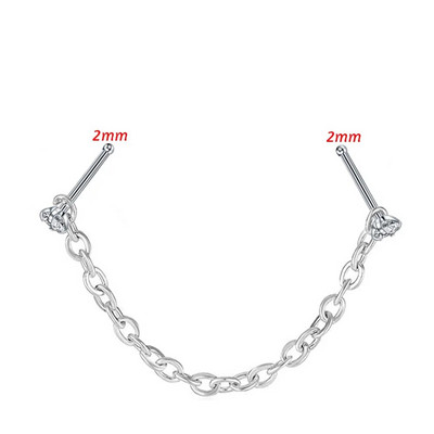 Dubultā cirkona deguna ķēde nāsis deguna pīrsings gredzens no nerūsējošā tērauda deguna tapu dekorēšana auskaru pīrsings Nariz Pircing starpsiena