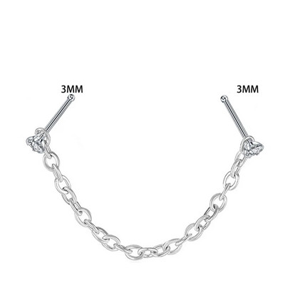 Dubultā cirkona deguna ķēde nāsis deguna pīrsings gredzens no nerūsējošā tērauda deguna tapu dekorēšana auskaru pīrsings Nariz Pircing starpsiena