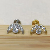 1PC G23 Titanium Gold dilatācijas ausīm Gem Moon Labret lūpu stieņa gredzens auss skrimslis Tragus Helix pīrsings iekšējā skrūve