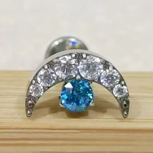 1PC G23 Titanium Gold dilatācijas ausīm Gem Moon Labret lūpu stieņa gredzens auss skrimslis Tragus Helix pīrsings iekšējā skrūve