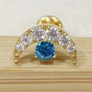 1PC G23 Titanium Gold dilatācijas ausīm Gem Moon Labret lūpu stieņa gredzens auss skrimslis Tragus Helix pīrsings iekšējā skrūve