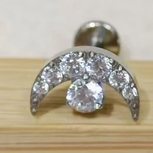 1PC G23 Titanium Gold dilatācijas ausīm Gem Moon Labret lūpu stieņa gredzens auss skrimslis Tragus Helix pīrsings iekšējā skrūve