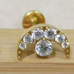 1PC G23 Titanium Gold dilatācijas ausīm Gem Moon Labret lūpu stieņa gredzens auss skrimslis Tragus Helix pīrsings iekšējā skrūve