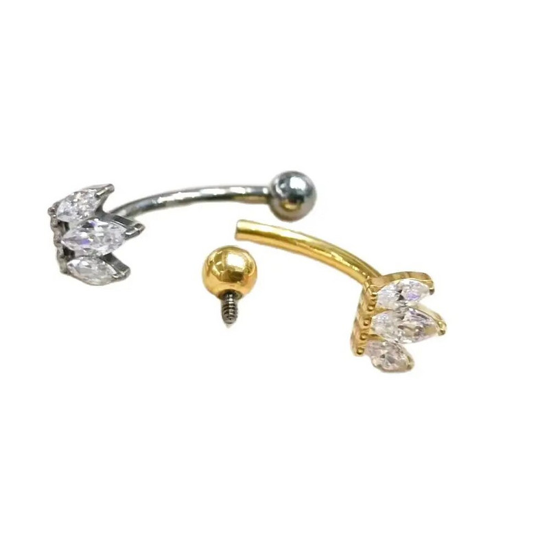 ASTM F136 Titanium G23 belső menetes korona virágfogas készlet opál és virág Christina Belly Button Piercing ékszergyűrű