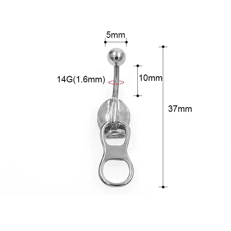 Nabas pīrsings Radošas personības nerūsējošā tērauda rāvējslēdzēja galvas formas nabas kniedes sievietēm ķermeņa pīrsinga rotaslietas