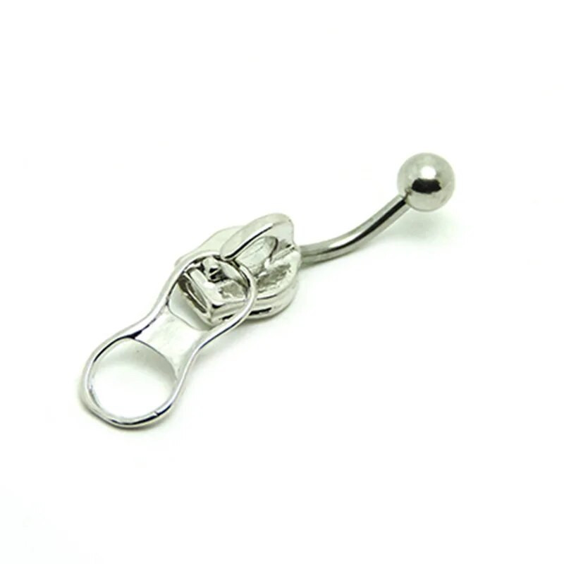 Nabas pīrsings Radošas personības nerūsējošā tērauda rāvējslēdzēja galvas formas nabas kniedes sievietēm ķermeņa pīrsinga rotaslietas