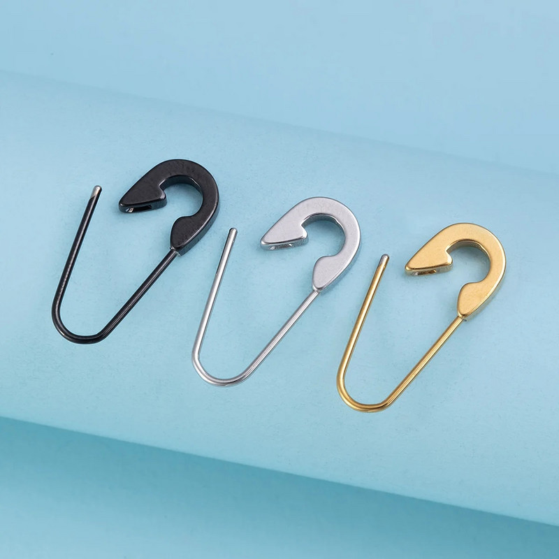 1gab drošības adata uzacu pīrsings rotaslietas no nerūsējošā tērauda nabas gredzens deguna gredzeni panku auskari unisex izlases krāsā 20 mērinstrumenti