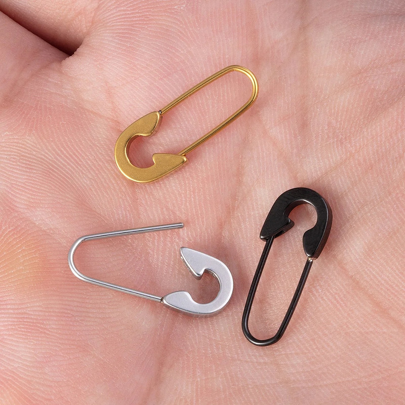 1gab drošības adata uzacu pīrsings rotaslietas no nerūsējošā tērauda nabas gredzens deguna gredzeni panku auskari unisex izlases krāsā 20 mērinstrumenti