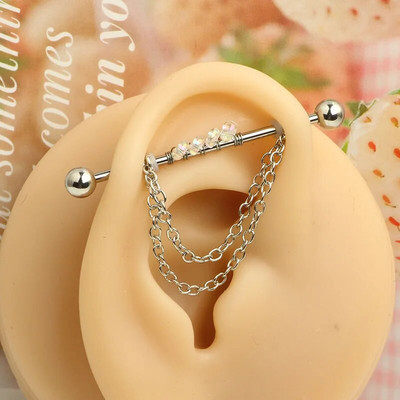 1 gab. Nerūsējošā tērauda vīrieša ķēde, rūpnieciskā stienis, bulta, konuss, pūķis, garais tilts, auskars šķērsvirziena pīrsings unisex rotaslietas