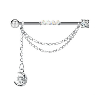 1 gab. Nerūsējošā tērauda vīrieša ķēde, rūpnieciskā stienis, bulta, konuss, pūķis, garais tilts, auskars šķērsvirziena pīrsings unisex rotaslietas