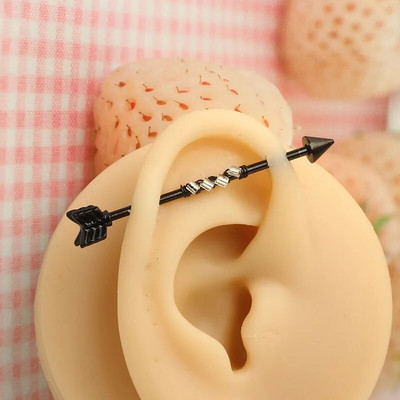 1 gab. Nerūsējošā tērauda vīrieša ķēde, rūpnieciskā stienis, bulta, konuss, pūķis, garais tilts, auskars šķērsvirziena pīrsings unisex rotaslietas