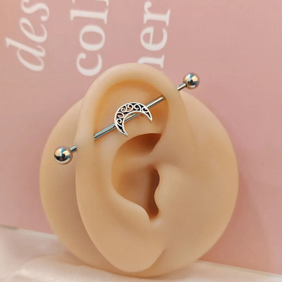 1 gab. Nerūsējošā tērauda vīrieša ķēde, rūpnieciskā stienis, bulta, konuss, pūķis, garais tilts, auskars šķērsvirziena pīrsings unisex rotaslietas