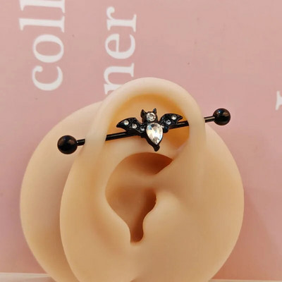 1 gab. Nerūsējošā tērauda vīrieša ķēde, rūpnieciskā stienis, bulta, konuss, pūķis, garais tilts, auskars šķērsvirziena pīrsings unisex rotaslietas