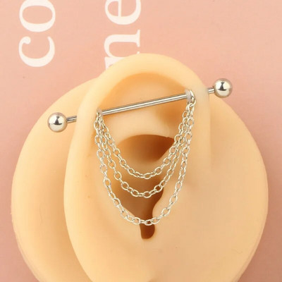 1 gab. Nerūsējošā tērauda vīrieša ķēde, rūpnieciskā stienis, bulta, konuss, pūķis, garais tilts, auskars šķērsvirziena pīrsings unisex rotaslietas