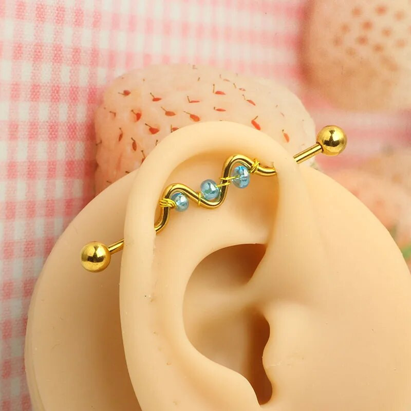 1 gab. Nerūsējošā tērauda vīrieša ķēde, rūpnieciskā stienis, bulta, konuss, pūķis, garais tilts, auskars šķērsvirziena pīrsings unisex rotaslietas