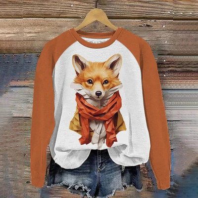 Pamut hosszú ujjú pólók nőknek Vicces Kawaii Cat Animals Nyomtatott pulóverek Női Aranyos O-nyakú pulóver, Női pulóver