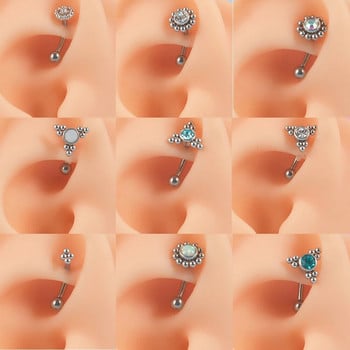 1 ΤΕΜ. G23 Titanium 16G Crystal Rook Piercing Cluster Cz Δαχτυλίδι φρυδιών Καμπυλωτό δαχτυλίδι χειλιών με μπάρα Snug Κοσμήματα Daith Helix Rook Bar