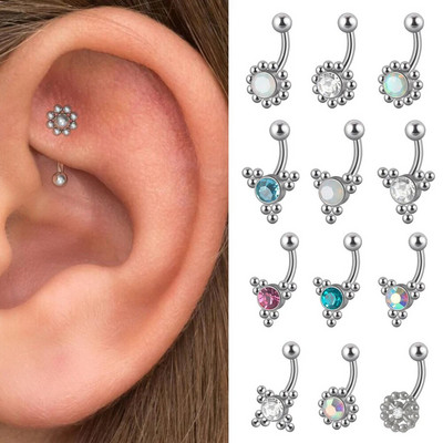 1 ΤΕΜ. G23 Titanium 16G Crystal Rook Piercing Cluster Cz Δαχτυλίδι φρυδιών Καμπυλωτό δαχτυλίδι χειλιών με μπάρα Snug Κοσμήματα Daith Helix Rook Bar