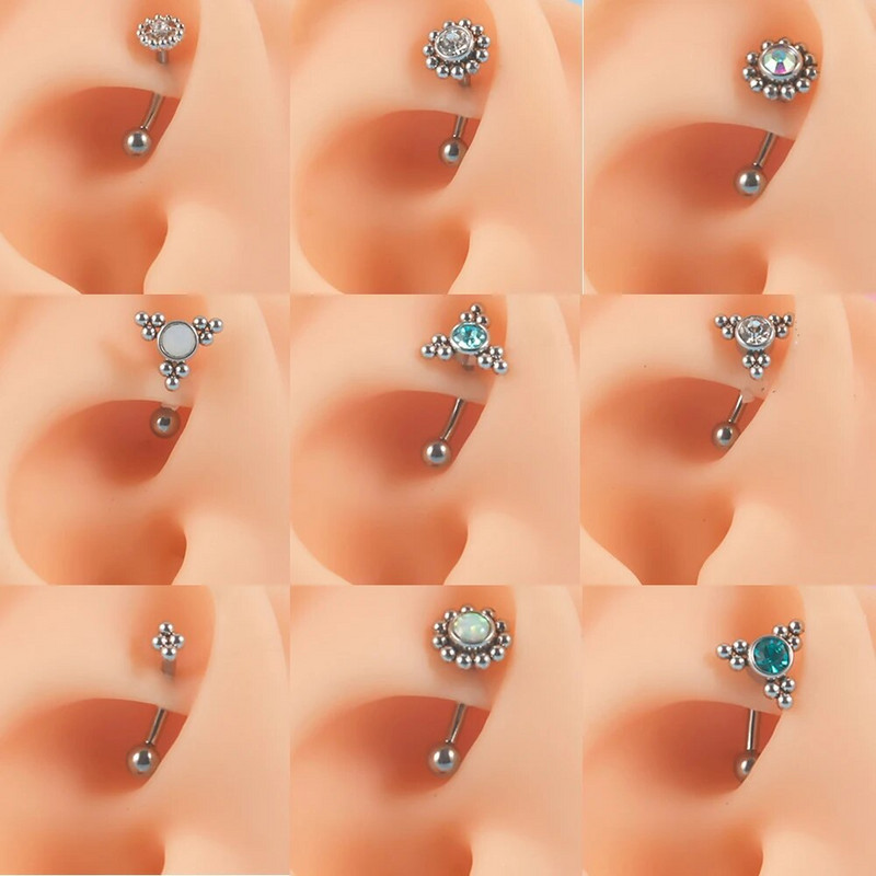 1PC G23 TItanium 16G Crystal Rook pīrsingu kopa Cz uzacu gredzens izliekts stieņa lūpu gredzens pieguļošs Daith Helix stienis bāra rotaslietas