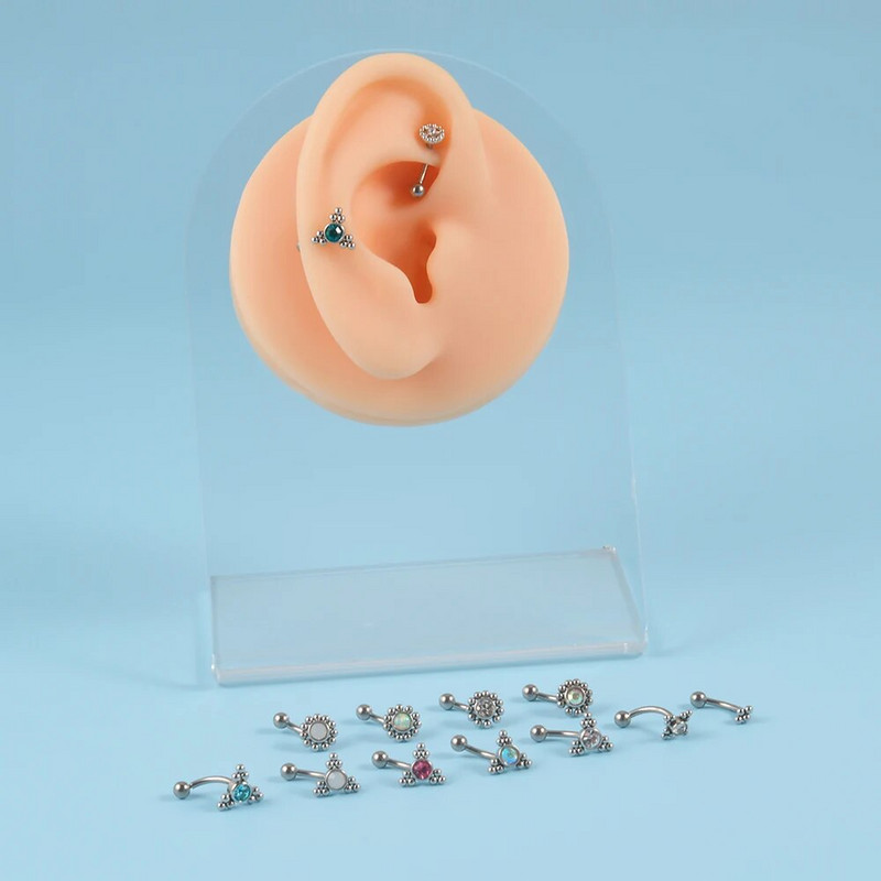 1PC G23 TItanium 16G Crystal Rook pīrsingu kopa Cz uzacu gredzens izliekts stieņa lūpu gredzens pieguļošs Daith Helix stienis bāra rotaslietas