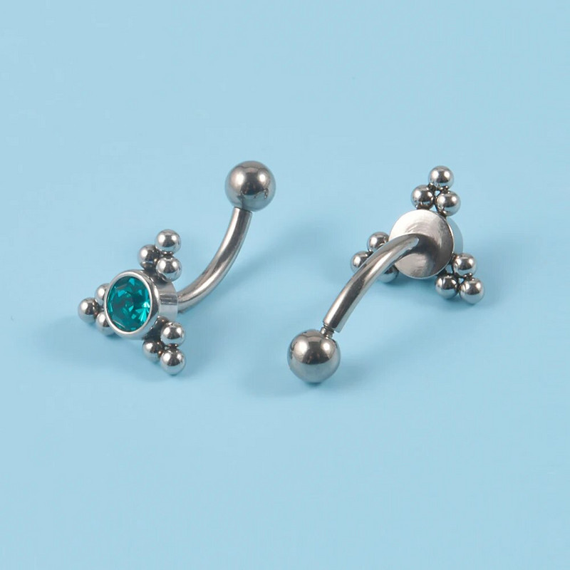 1PC G23 TItanium 16G Crystal Rook pīrsingu kopa Cz uzacu gredzens izliekts stieņa lūpu gredzens pieguļošs Daith Helix stienis bāra rotaslietas