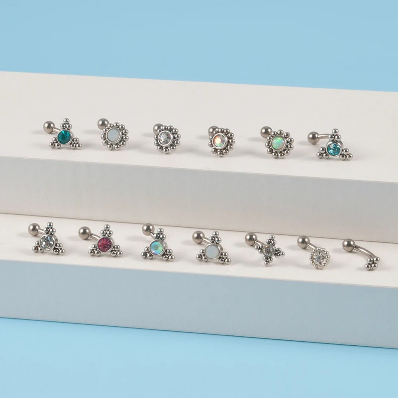 1PC G23 TItanium 16G Crystal Rook pīrsingu kopa Cz uzacu gredzens izliekts stieņa lūpu gredzens pieguļošs Daith Helix stienis bāra rotaslietas