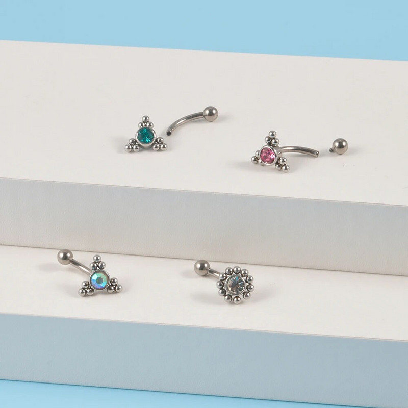 1PC G23 TItanium 16G Crystal Rook pīrsingu kopa Cz uzacu gredzens izliekts stieņa lūpu gredzens pieguļošs Daith Helix stienis bāra rotaslietas