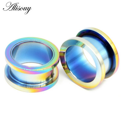 Uus 2tk värviline anodeeritud roostevabast terasest kruvi, mis sobib kõrva lihasega tunneliga kõrvarõnga pistiku laiendaja keha ehted augustavad kõrvamõõturid