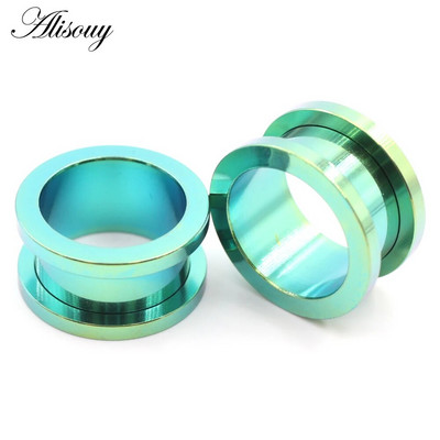 Uus 2tk värviline anodeeritud roostevabast terasest kruvi, mis sobib kõrva lihasega tunneliga kõrvarõnga pistiku laiendaja keha ehted augustavad kõrvamõõturid