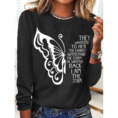 Sieviešu vienkrāsaini T-krekli Smieklīgi 3D ģeometriski apdrukai ar O veida izgriezumu Modes Harajuku Lielizmēra T-krekli ar garām piedurknēm sieviešu apģērbiem