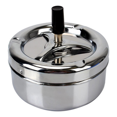 Press Rotating Lid C igarette Ashtray For Home Office Hotel Spinning Plain Ashtray Stainless Steel C igarette Ash Tray