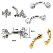 2db 1,2x8mm cirkon banán gyűrű ajak Daith Helix fülbevaló test ékszerek rozsdamentes acél szemöldök gyűrűk piercing stud ívelt súlyzó