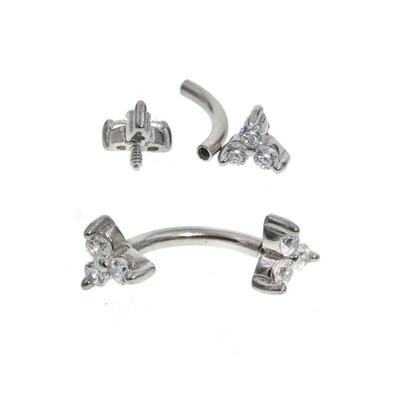 2db 1,2x8mm cirkon banán gyűrű ajak Daith Helix fülbevaló test ékszerek rozsdamentes acél szemöldök gyűrűk piercing stud ívelt súlyzó