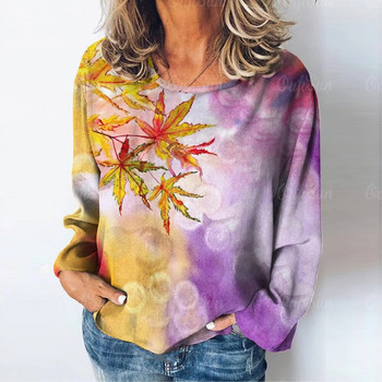 Μακρυμάνικα μπλουζάκια Γυναικεία ρούχα Φθινοπωρινά 3d Φούτερ με στάμπα σφενδάμου Μπλουζάκι μεγάλου μεγέθους Γυναικεία μπλουζάκια μόδας 2023