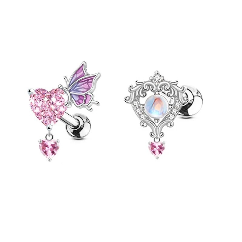 1Gb eņģelis rozā spārns sirds auskars pīrsings ombligo balts CZ skrimšļu gredzeni vēders pīrsings gredzens pircing auss rotaslietas