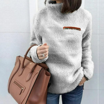 Χειμερινό σούπερ απαλό και άνετο μονόχρωμο πουλόβερ γυναικείο πουλόβερ με φερμουάρ Σέξι κορυφαία γυναικεία ρούχα Hipster