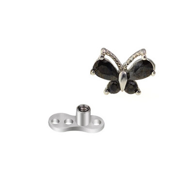 1Pc Micro Dermal Piercing Titanium Stainless Steel Crystal Dermal Piercings Top Dermal Anchor Skin Diver Surface Piercing