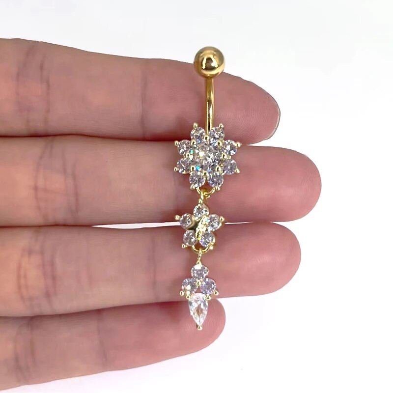 Vízcsepp alakú sebészeti rozsdamentes acél köldökgyűrűk Szexi testpiercing Ékszerrudak Piercingek Köldökpiercing Nincs Umbigo