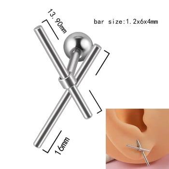 1 τμχ 316LS Surgical Steel Cross Ear Studs Μακριές Μικρές Χάντρες Κουνιέται Αυτί Tragus Cartilage Helix Punk Σκουλαρίκια Piercing Κοσμήματα