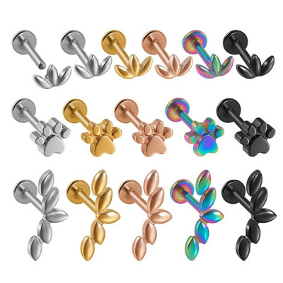 1PC Paw Labret lūpu gredzens pīrsings, stienis, auss skrimšļi
