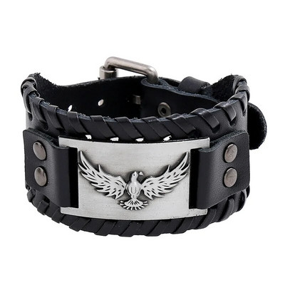 Trend Wide Edition Кожена тъкана гривна Nordic Eagle Charm Мъжка гривна Viking Нова мода Хип-хоп Пънк бижута Аксесоари